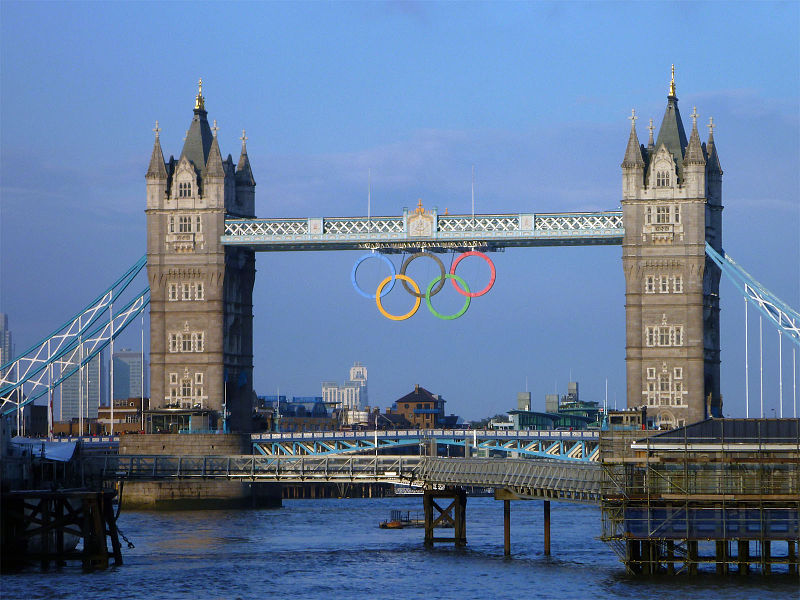 Olympic rings placed on Tower